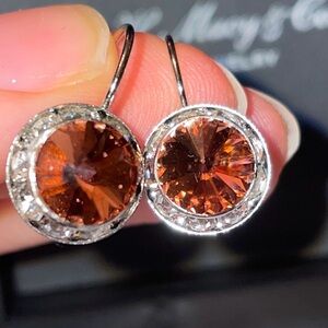Austrian Crystals earrings in Smoked Topaz.  A beautiful deep rose gold color